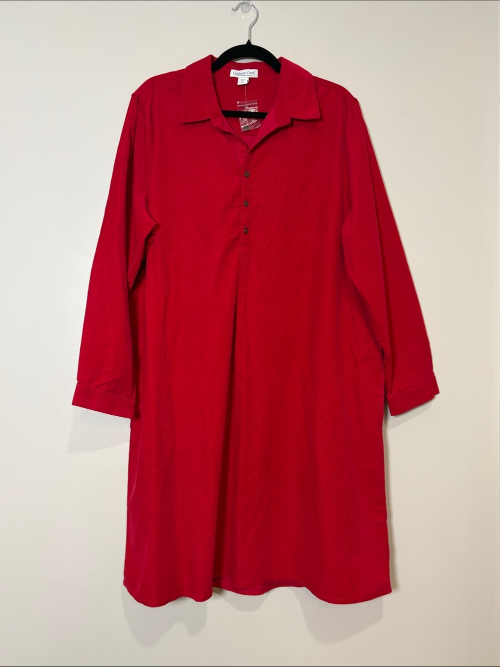 Coldwater Creek | New fine wale corduroy shirt tunic dress Women’s size XL 18/20